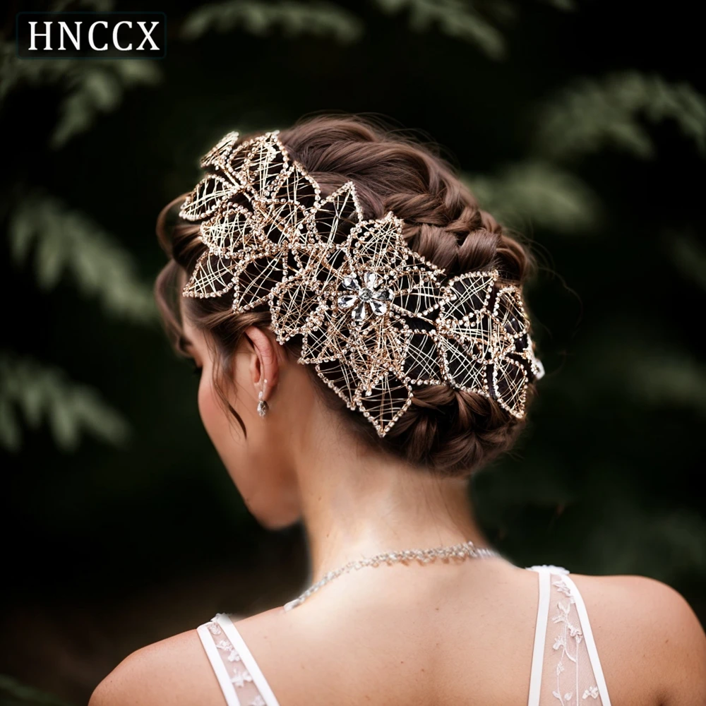 HNCCX Rhinestone Flower Hairpiece Bridal Wedding Headwear Headband Woman Wedding Hair Accessories Bridesmaid Gifts CP256