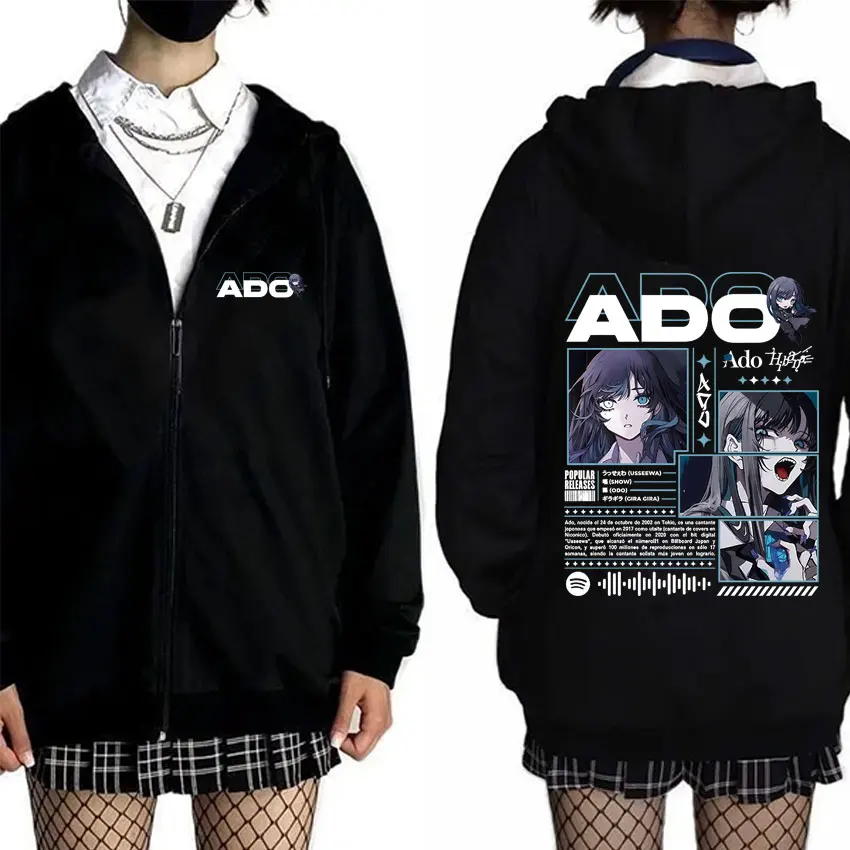 

Ado World Tour 2025 Hibana Zipper Hoodie Men Women Fashion Japanese Style Zip Up Jacket Unisex Casual Fleece Zip Up Sweatshirt