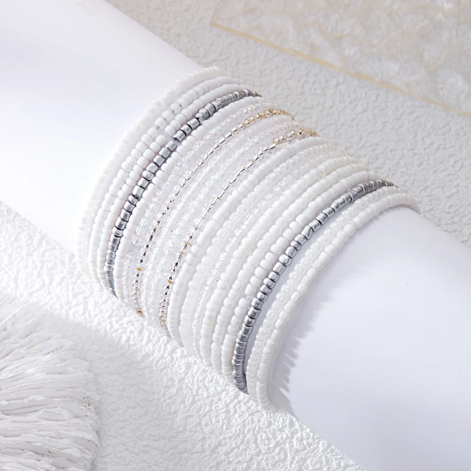 Böhmische Stapelbare Perlen-Stretch-Armbänder für Frauen Zufällige Farbmischung Elastische Reisperlen-Armbänder Sommer-Strandschmuck – Detail 7