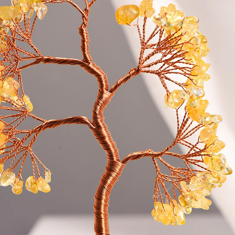 Natural Crystal Tree Eight Auspicious Symbols Glass Bottom Decoration Citrine Crystal Tree Home Creative Office Decorations