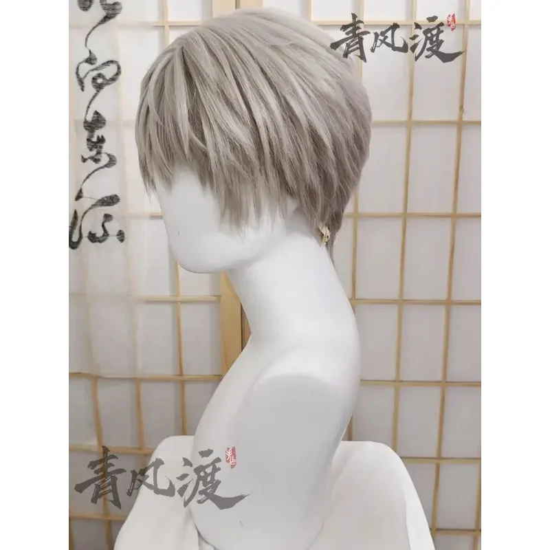 باروكة Xavier Caleb على شكل حب ومساحة عميقة، كوسبلاي فاتح مخصصة للرجال، حفلة الهالوين باللون الرمادي الاصطناعي