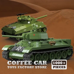 M4A3 Medium Tank Building Blocks T34/76 Armored Cars Bricks Model Classic Military Toys Adult Birthday Gifts DIY Home Decoration