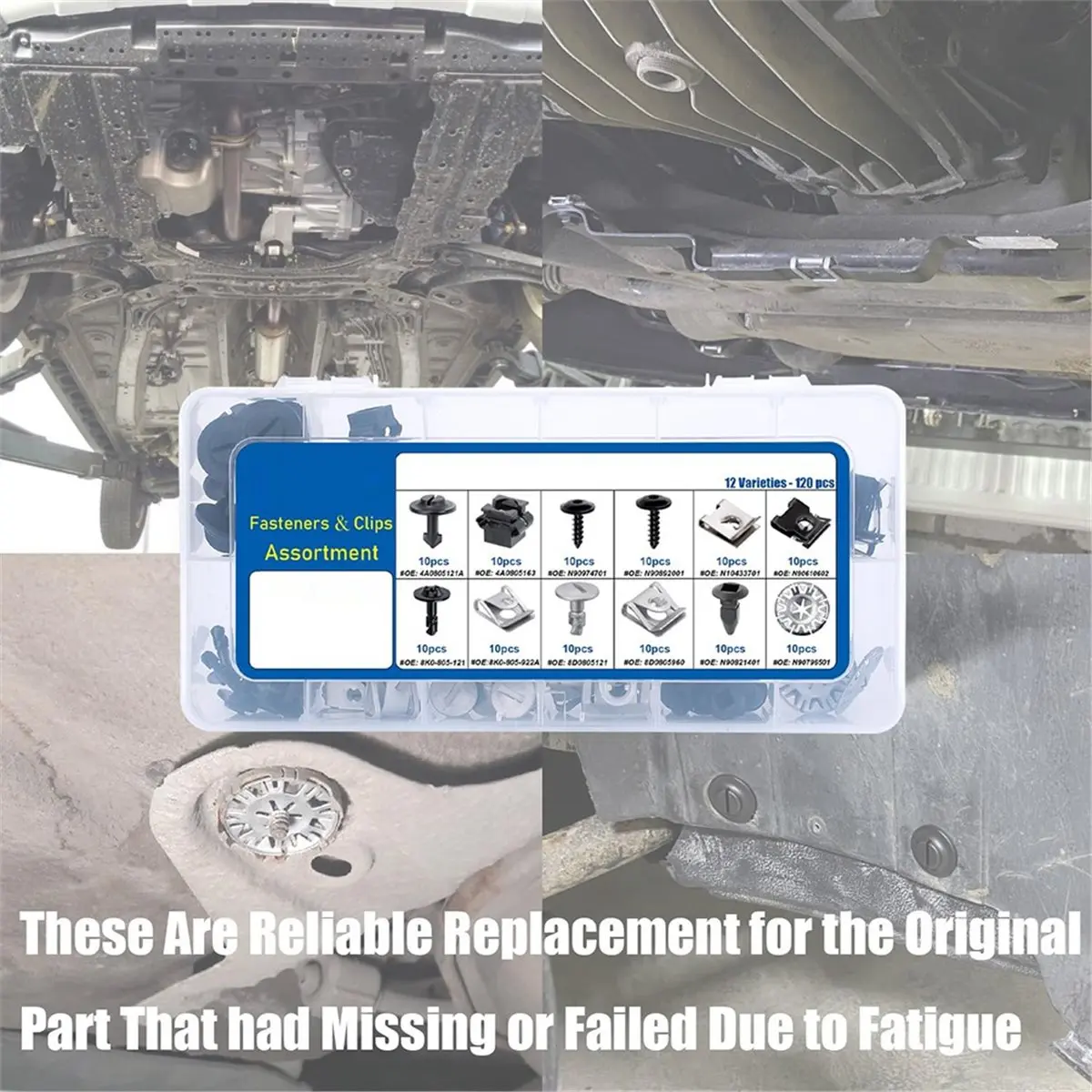 120pcs Universal Engine Cover Pan Protection Fastener Screw Nut Clip Assortment ,Bumper,Splash Shield Retainer Kit