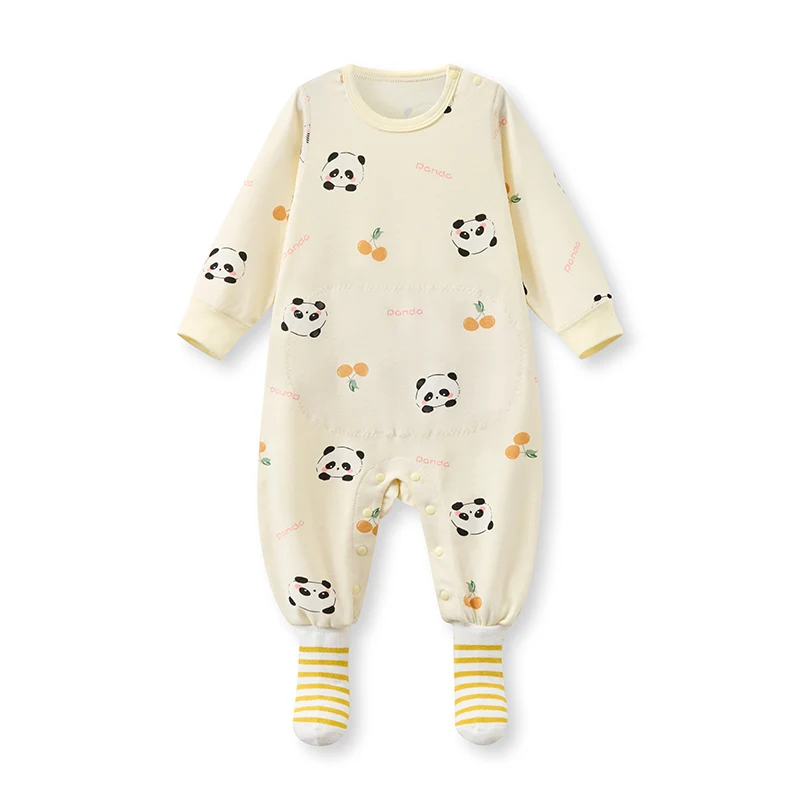 Baby Romper Spring Autumn Long Sleeves Footed Belly-protecting Pajamas Cotton Sleep&Play Outfit Infant Pullover Unisex Onesies