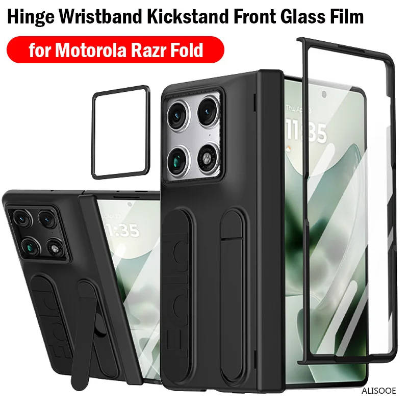 

Funda for Motorola Razr Fold Case Hinge Wristband Kicktand Front Screen Glass Protection Plastic Shcokproof Cover Capa