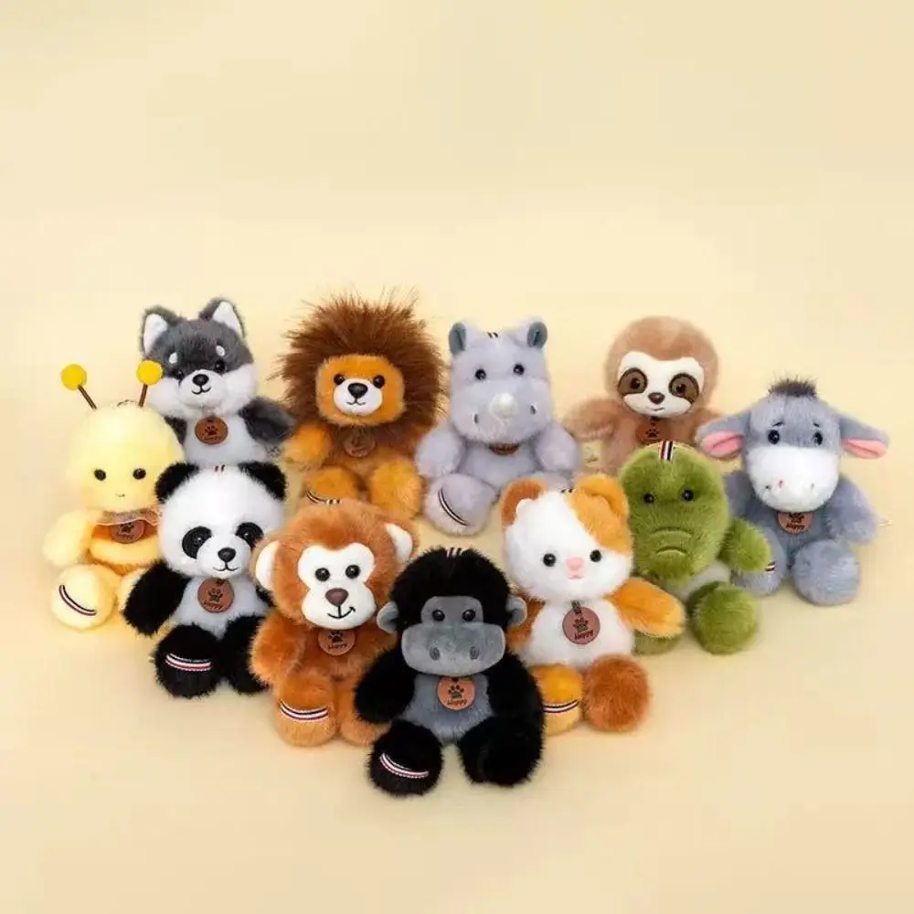 Creative Plush Cartoon Animal Keychain Bee Cat Dog Elephant Monkey Key Ring Key Chain Giant Panda Bag Pendant Students
