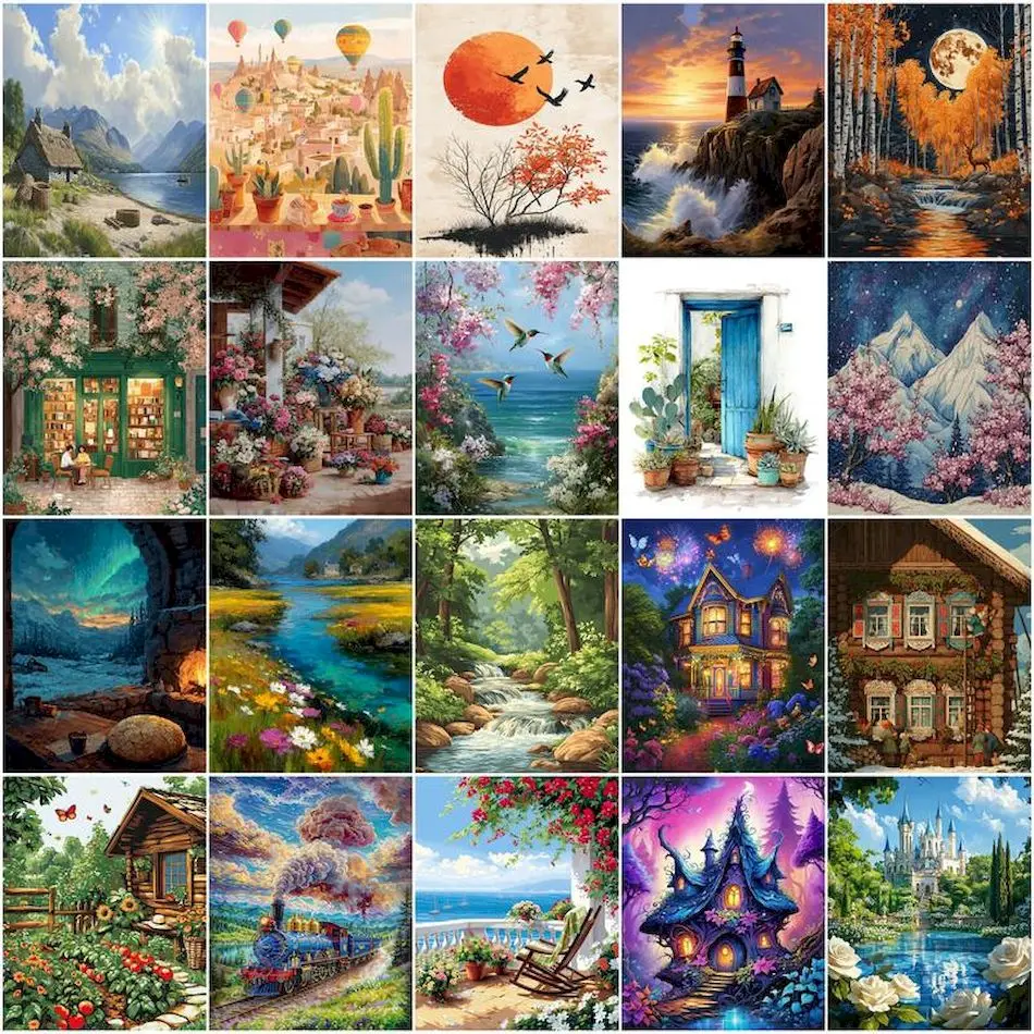 

GATYZTORY Painting By Numbers pictures crafts For Drawing on canvas Watercolor Artwork Landscape hobby oil Draw Set Home Decor