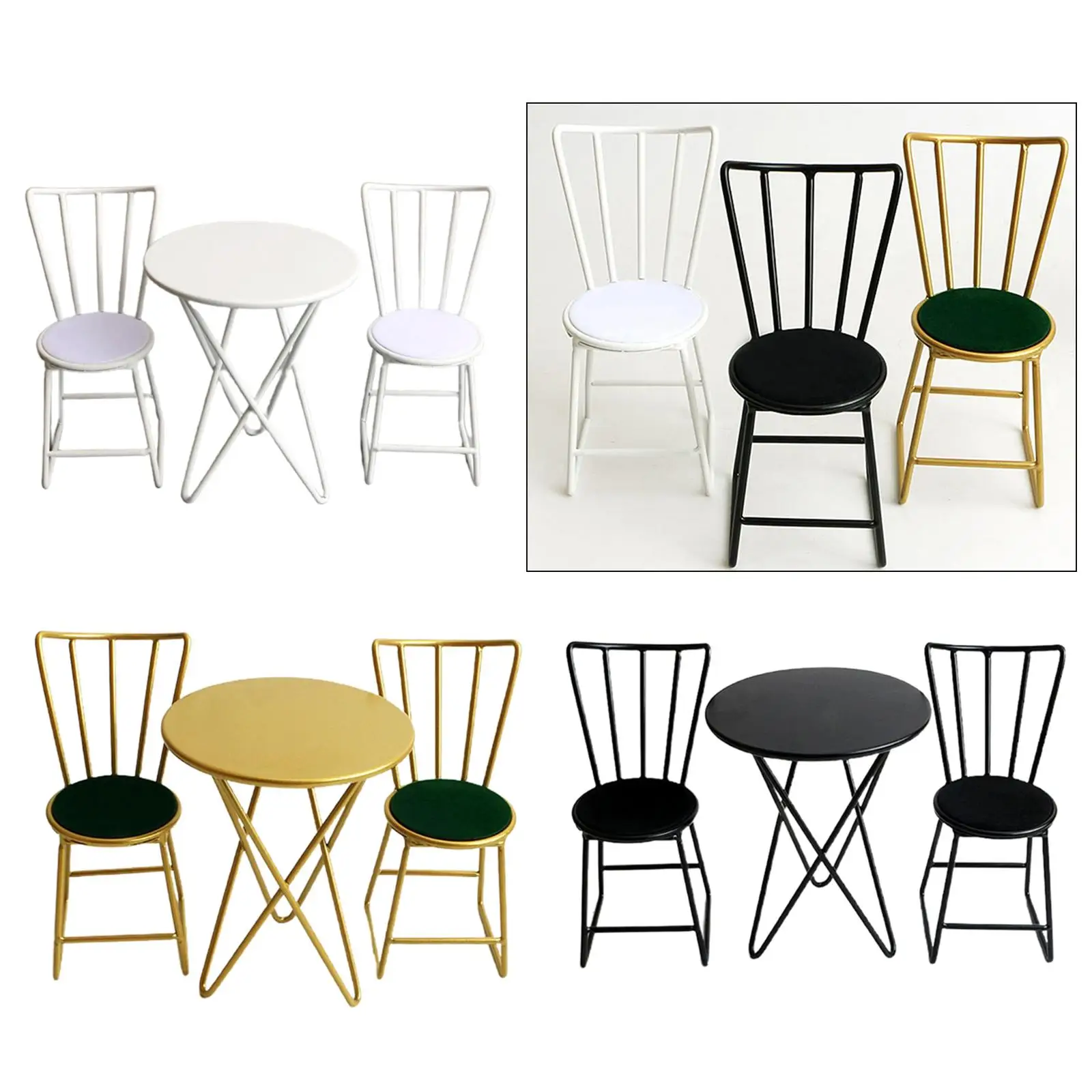 1:6 Vintage Puppenhaus Tisch und Stühle Set Dekoration Rollenspiel Spielzeug