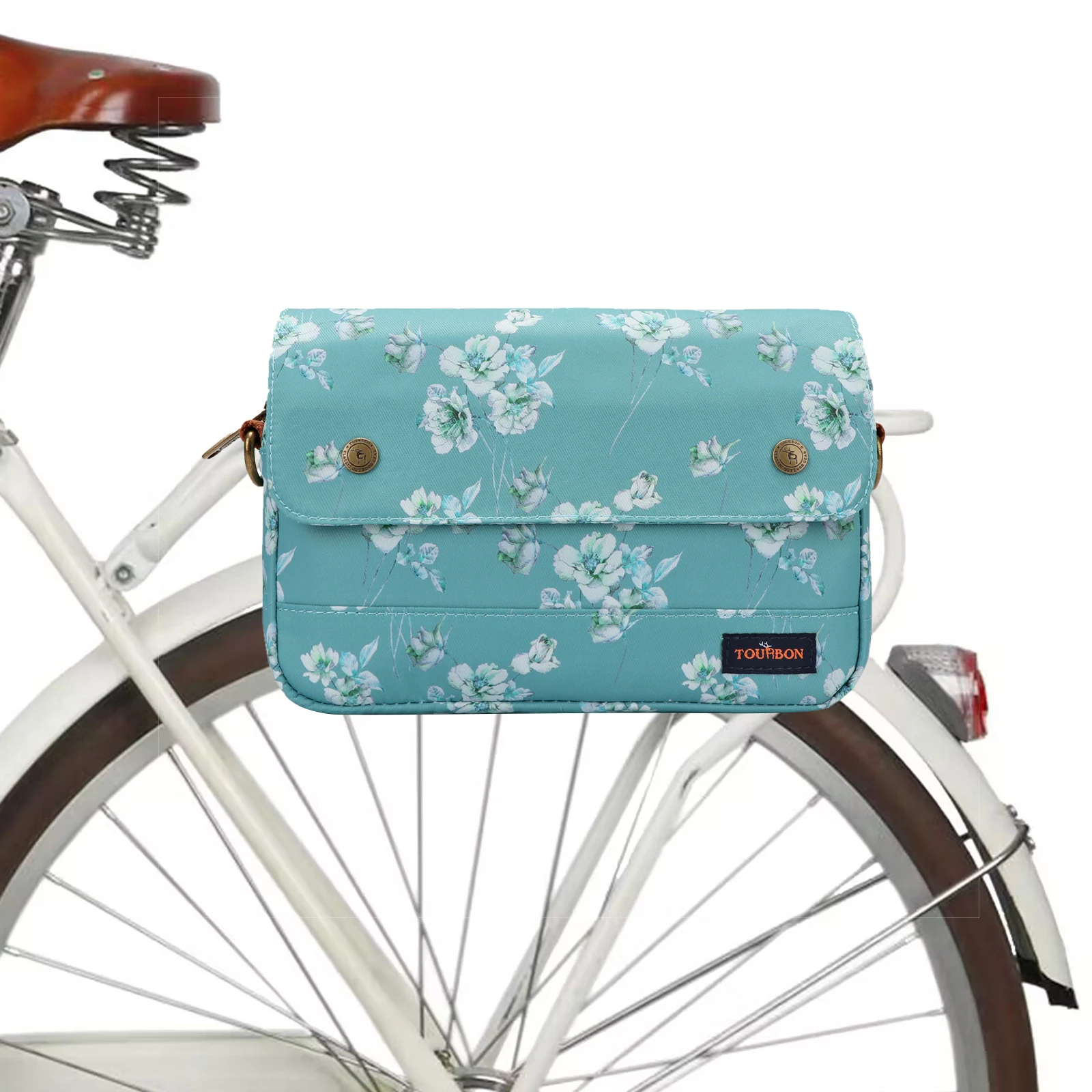 Tourbon Retro Bicycle Handlebar Bag Bike Rear Rack Pannier Canvas Bicycle Top Tube Pouch  Women Cycling Accessories