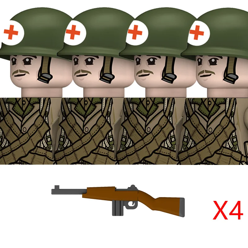 WW2 American Rangers Military Soldeirs Bausteine US Army Infantry Medical Soldeirs Helme Bazuca Waffen Ziegel Spielzeug ﻿