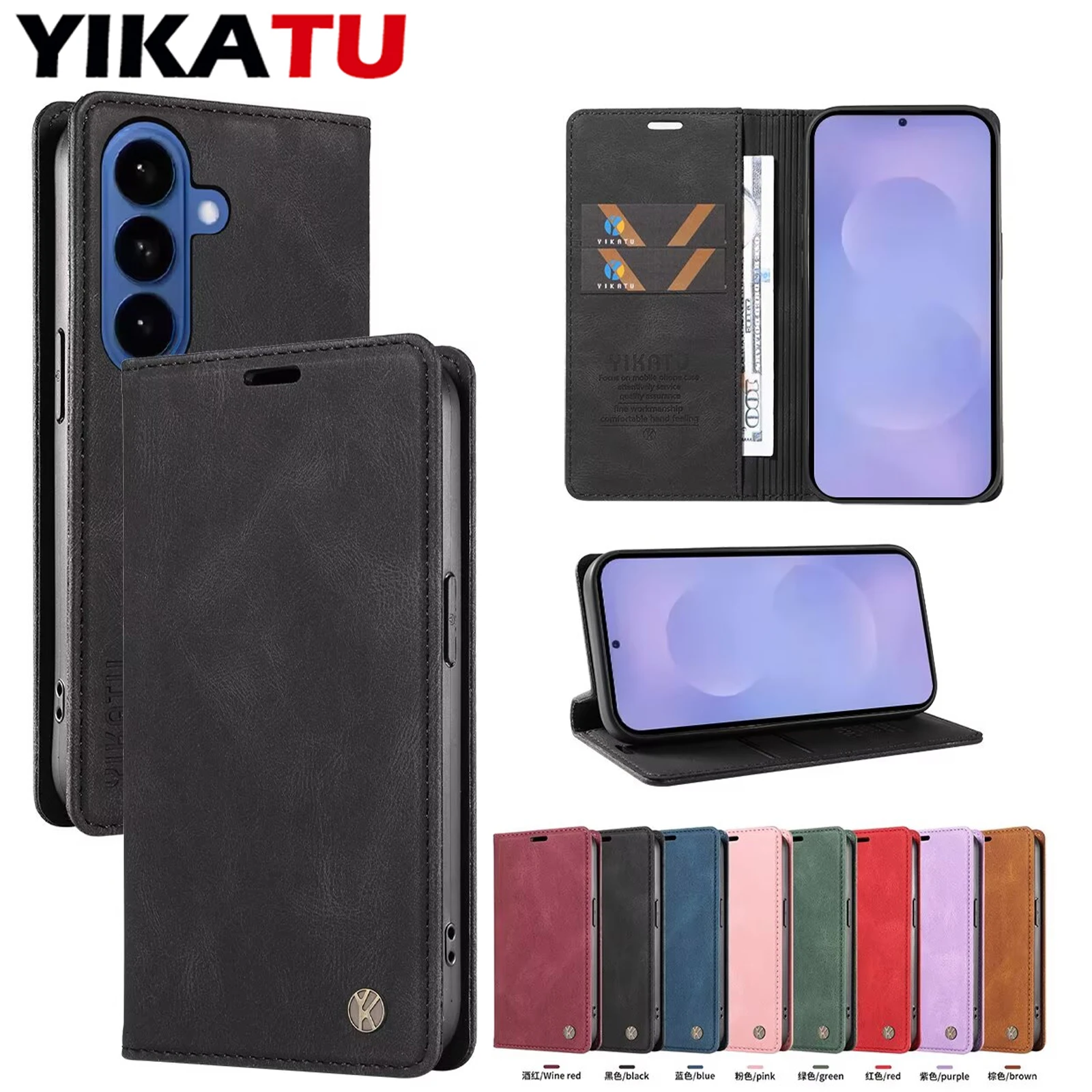 Capa de Couro para Carteira Samsung Galaxy M80S M62 M56 5G M55 M35 M32 M23 M22 M15 M10S M10 F62 F23 F22 F15 Xcover7 A510 A310