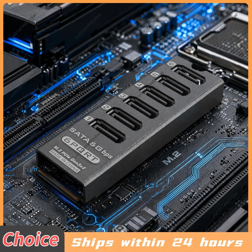 PCIe 3.0 to 6-Port SATA 6Gbps Expansion Card ASM1166 NAS HDD SSD Controller Support PM Port Multiplier Aluminum Alloy