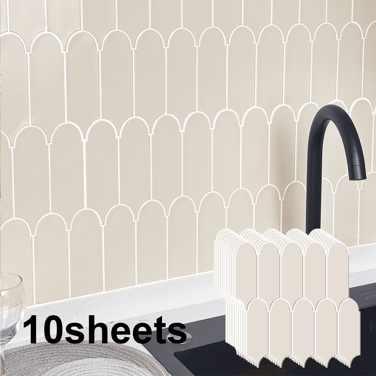 5/10 vellen (dikkere ontwerp) Peel en Stick Backsplash voor keuken, Premium Feather Peel en Stick Backsplash, - afbeelding 1