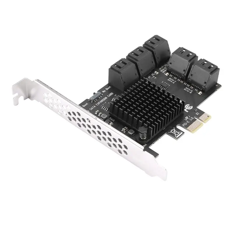 10 Port SATA 3.0 To Pcie X1 Expansion Card PCI Express SATA Adapter SATA3 6G Converter With Heatsink For Windows User-Friendly