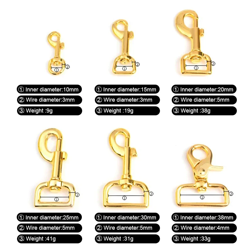 10-50PCS 15-20-25-30MM Metal Bolt Snap Hooks For Bags Shoulder Strap Pet Dog Rope Swivel Eye Trigger Clasps Buckles Accessories