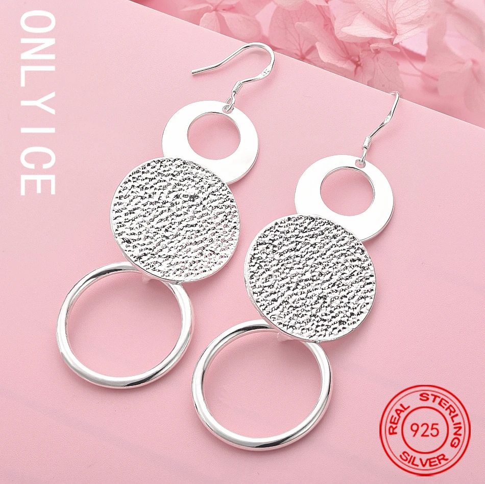 

Hot Sale Jewelry 925 Sterling Silver Earring Fashion Woman Retro Frosted Circle Earrings Gifts Trend Party