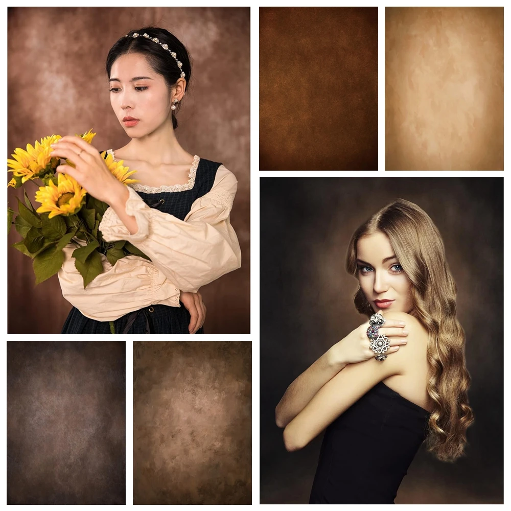 Brown Retro Abstract Photography Backdrop Solid Texture Kids Adults Art Portrait Wedding Birthday Party Decor Photo Background