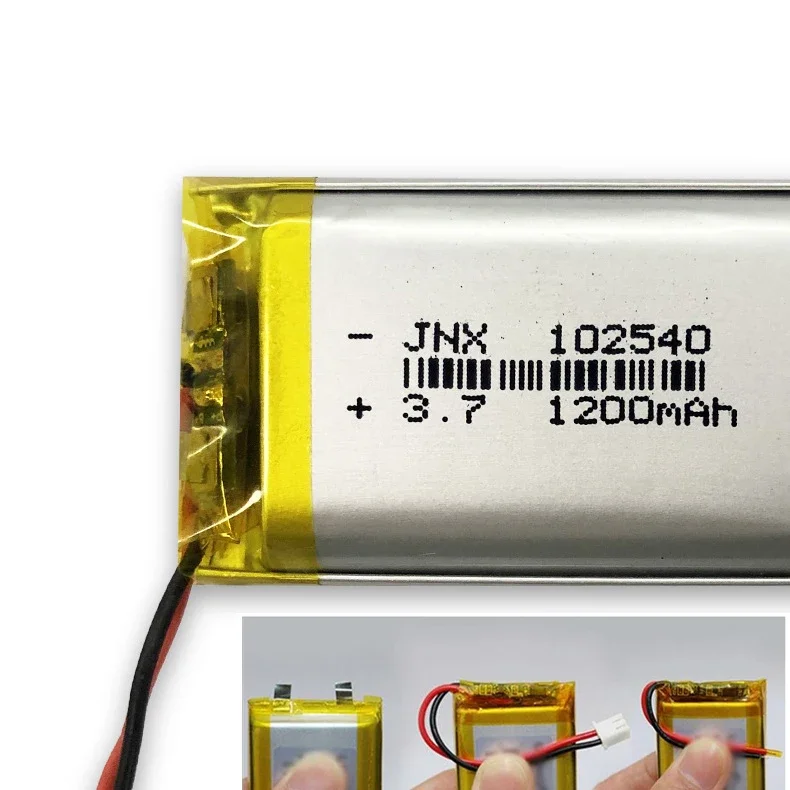 Original 3.7V 1200mAh 102540 JST 1.0 1.25 PH 2-pin Lithium Polymer Li-ion Battery for Bluetooth Speaker GPS Dash Cam Camera DVR