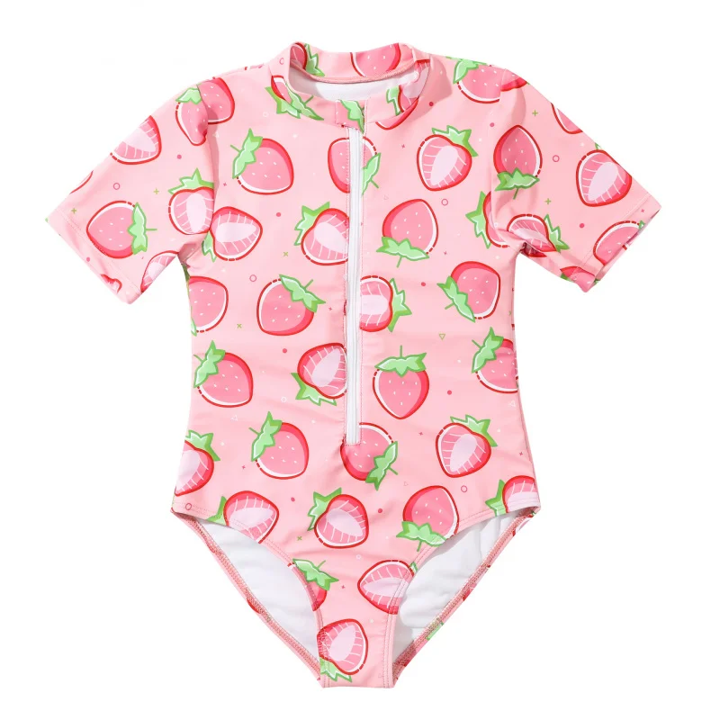

Children's Swimsuit Female Printed Cute One-Piece Sun Protection Surfing Suit130-160Children's Swimwear