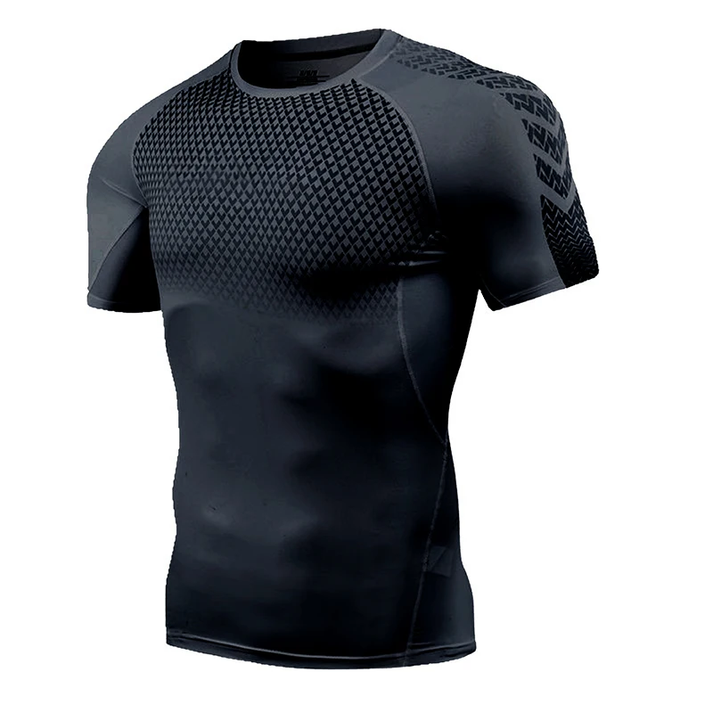 Graphic Short Sleeve Compression Shirts for Men Gym Workout Running Quick Dry T-Shirt Tops Summer Athletic Undershirt Baselayers