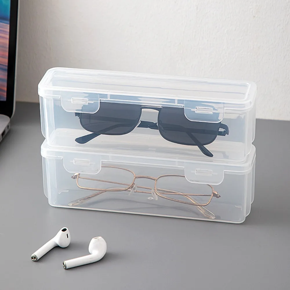 Portable Large Opening Glasses Case Dustproof Plastic Sunglasses Case Overlay Placement Transparent Glasses Box Men