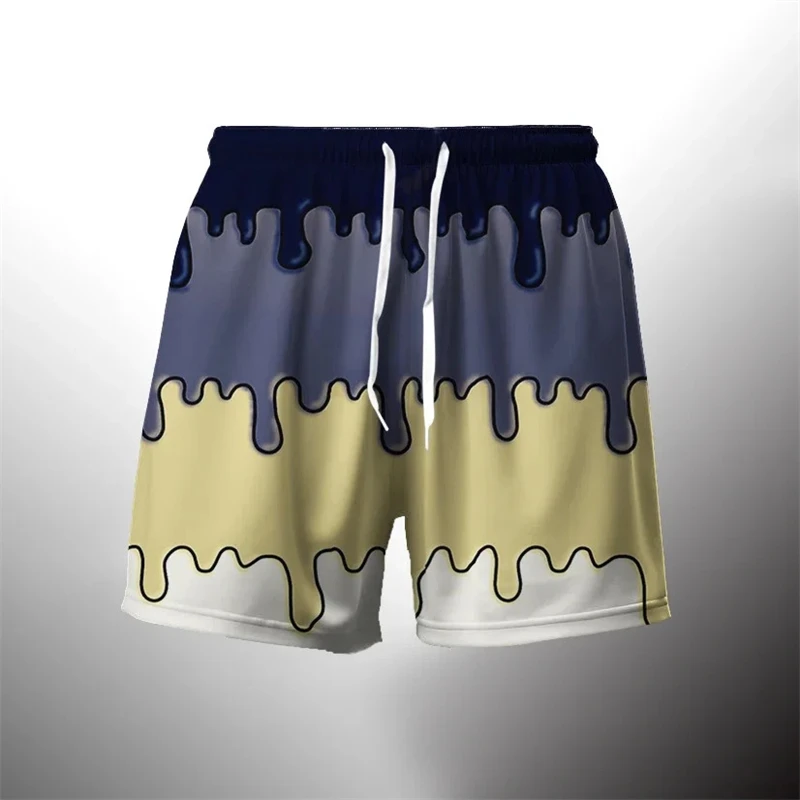 Funny Graffiti Paint 3D Graphic Shorts Y2k Men Abstract Art Print Beach Shorts Women Hawaii Vacation Casual Comfort Swim Trunks