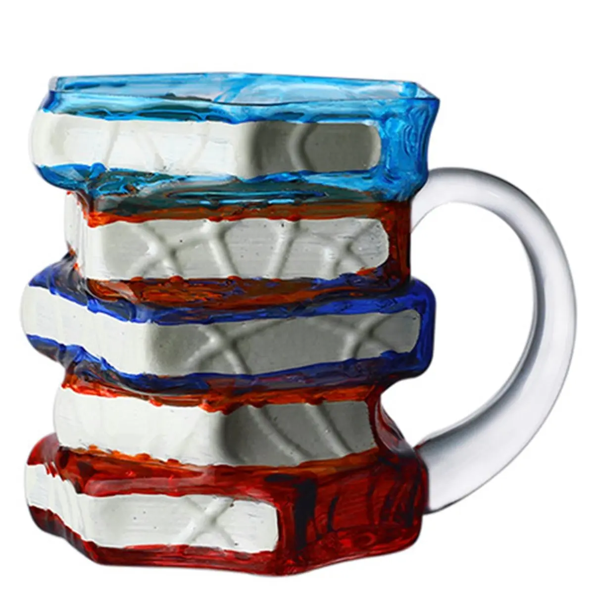 Book Mug Stained Glass Bookish Books Stack Mug Colorful Cute Bookish Items for Women Men Teachers Writers Literature
