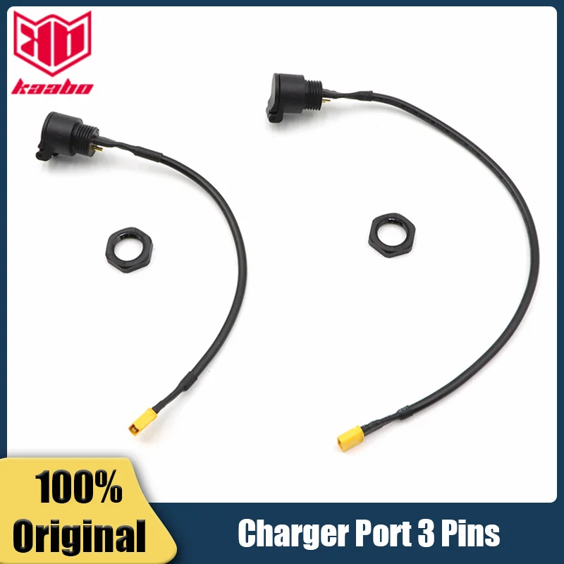 Original 3Pins 20/30cm Charger Port For Kaabo Mantis King GT Electric Scooter Charging port aviation plug 3-core Scooter Parts