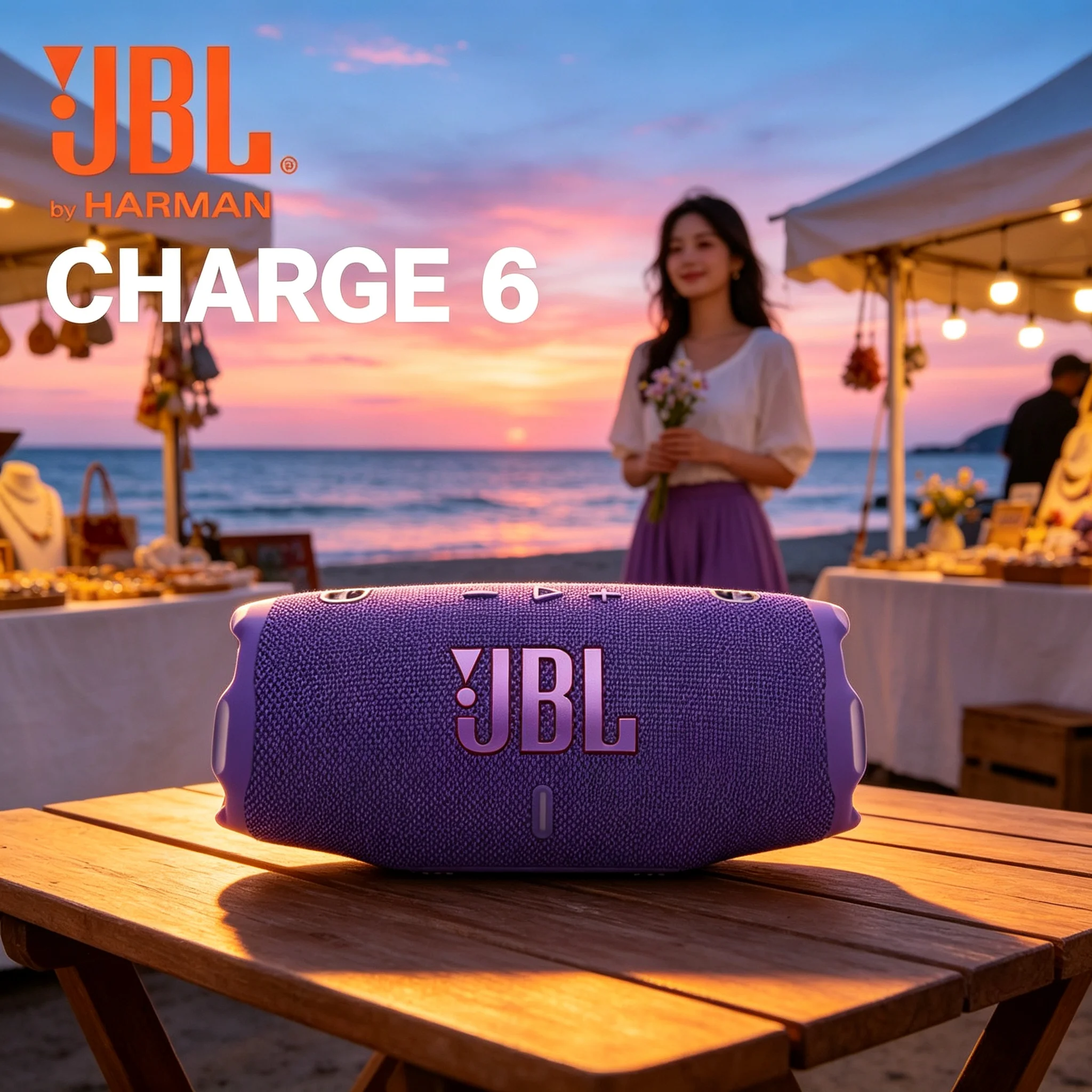 JBL CHARGE6 Portable Loudspeaker, Integrated Powerbank, Drop Proof & Dustproof, Great Audio For Outdoor Sports Training