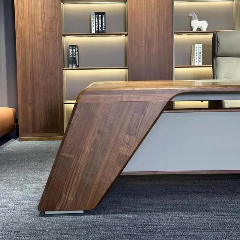 Segretario moderno Scrivania da ufficio Esecutive Scaffale minimalista di lusso Scrivania da ufficio Mobili da ufficio insoliti in legno di alta qualità
