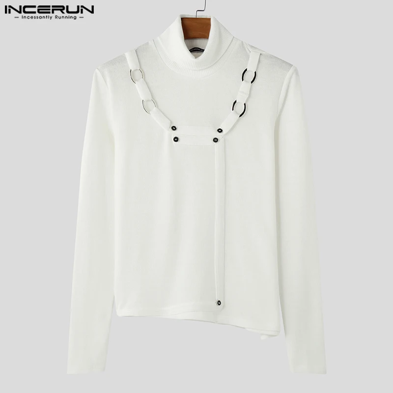 

INCERUN Men Pullovers Solid Turtleneck Long Sleeve Causal Male Sweaters Streetwear Spring Autumn Knitted Fashion Men Clothing