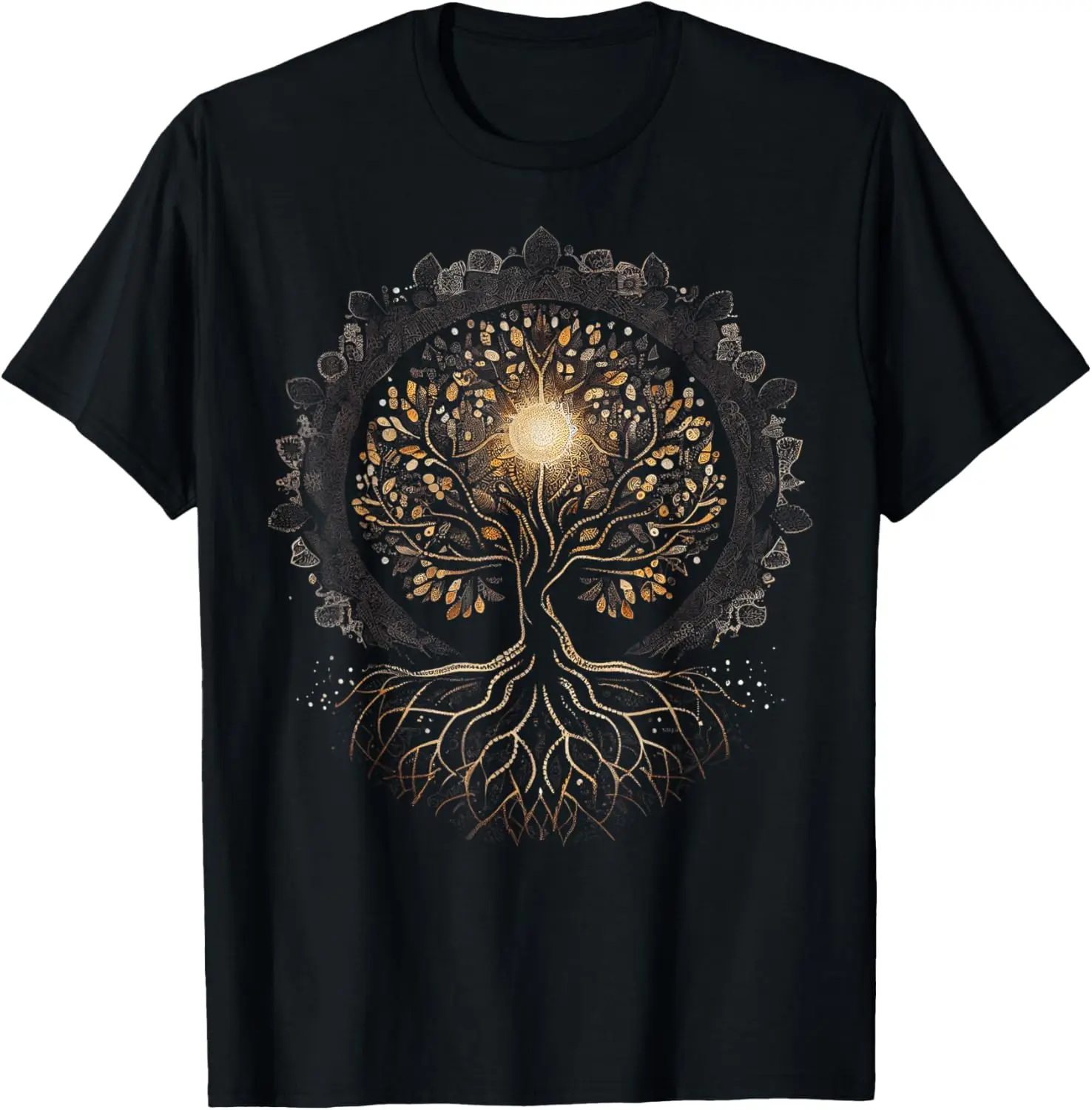 Mandala Lotus Unalome Tree Moon Life Graphic T-Shirt