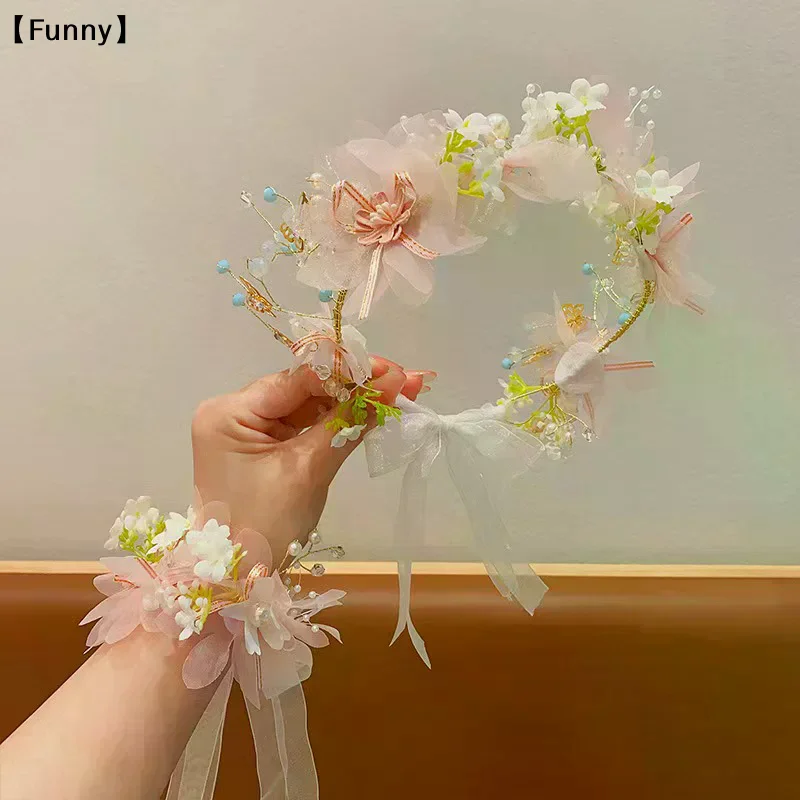 〔Funny〕Sweet Crowns For Bouquets Headband For Kid Forest Style Hairbands Girl Flower Hair Band Party Wedding Birthday Headpiece