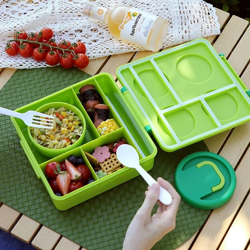 Kids Building Blocks Lunch Box with Compartment Food Jar And Soup Cup Bento Box for School Travel Picnic