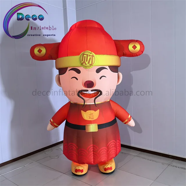 New Design 2 Meters High Polyester Fabric God of Wealth Custom Inflatable for New Year Show Performance