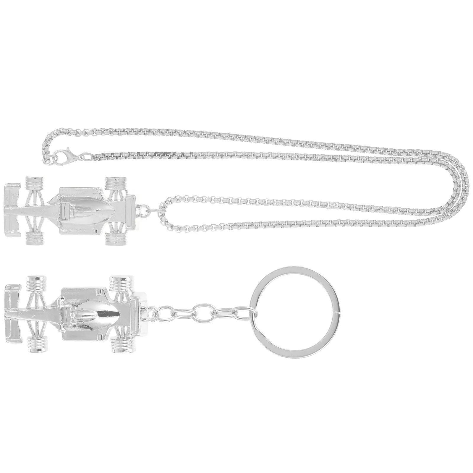Mini Racing Car Keychain & Necklace Set – Metal Pendant for Bag, Backpack, Purse, Handbag, Key Ring Gift