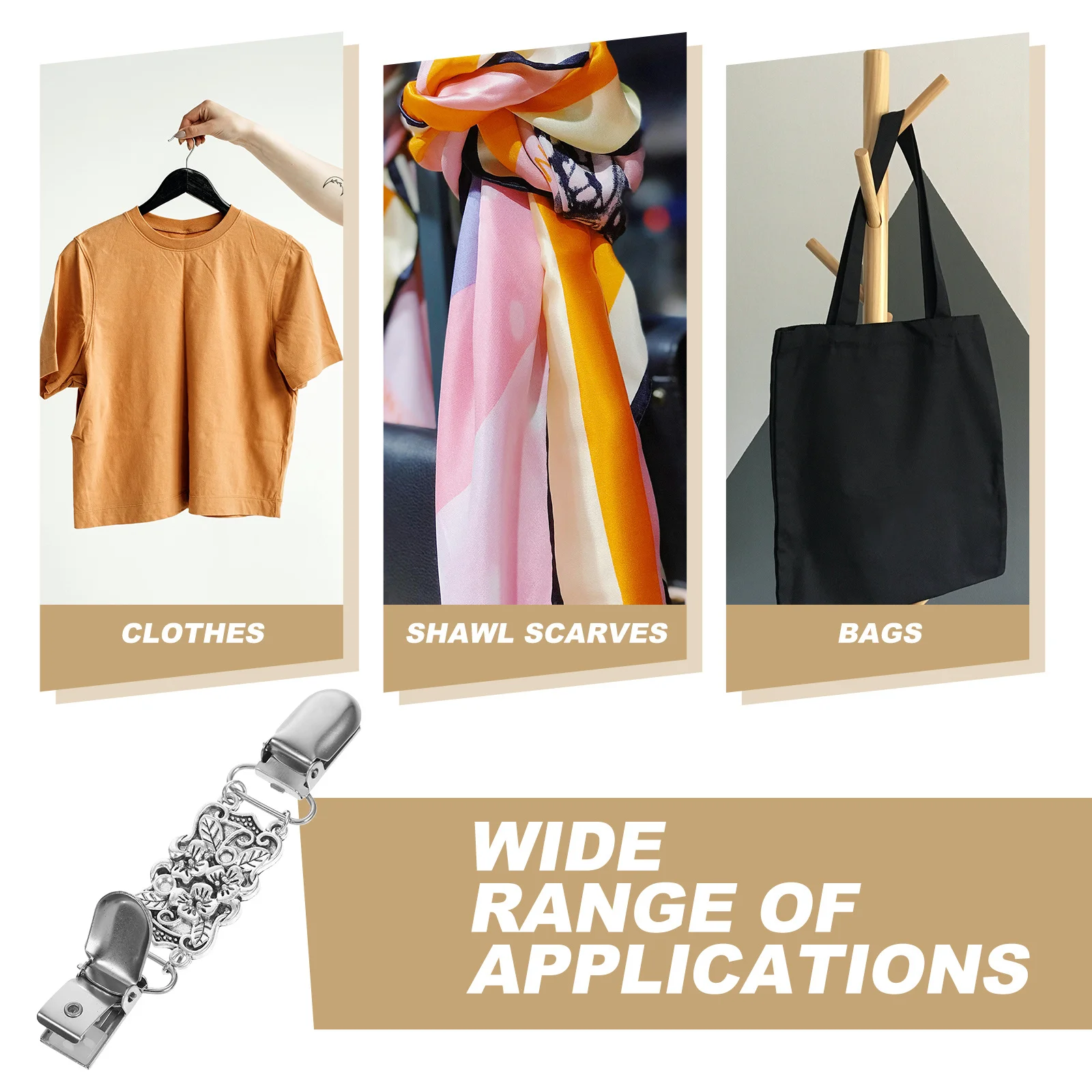 

1Set Vintage Sweater Clip Set Golden Silver Electroplated Polished Unique Shape Fashionable Versatile Women Clothing Accessory