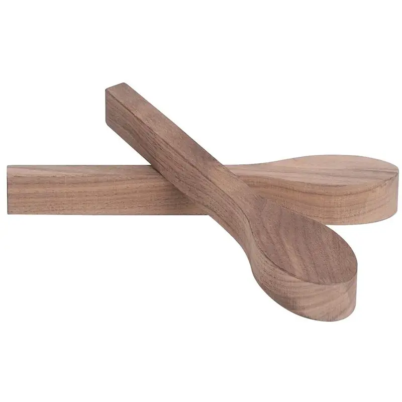 BHBD-2 Pack Wood Carving Spoon Blank Walnut Unfinished Wooden Craft Whittling Kit For Beginner Kids Easy To Use