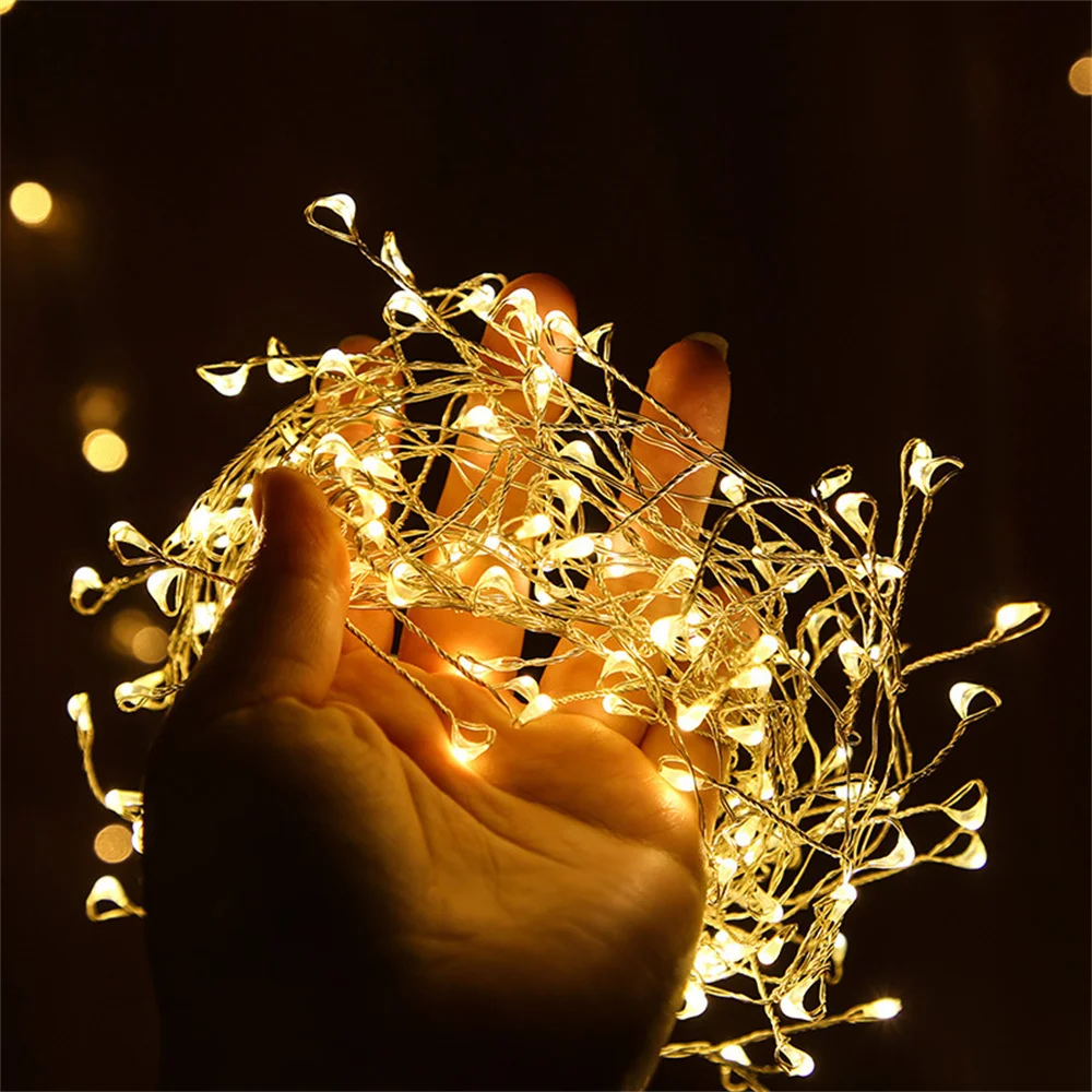 

3.2M 200leds Solar Firecrackers Cluster String Lights Fairy Light 8 Modes Copper Wire Lights Patio Garden Christmas Tree Decor