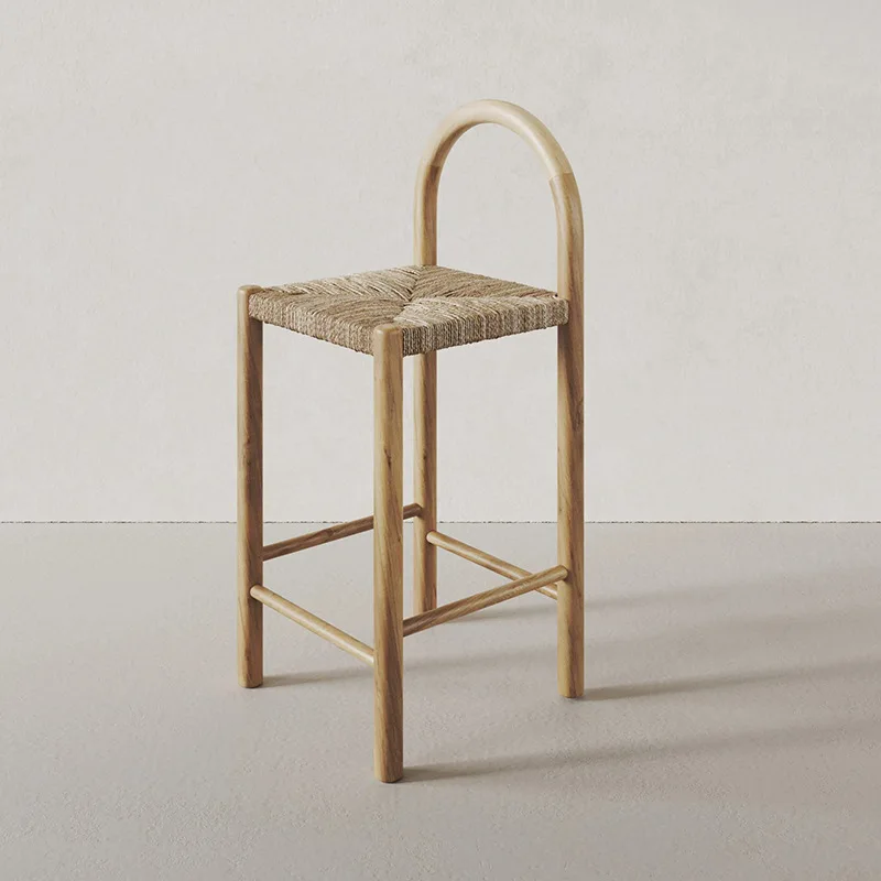 High bar chair Solid wood stool, water bar dining chair, rattan bar chair, home hotel, restaurant