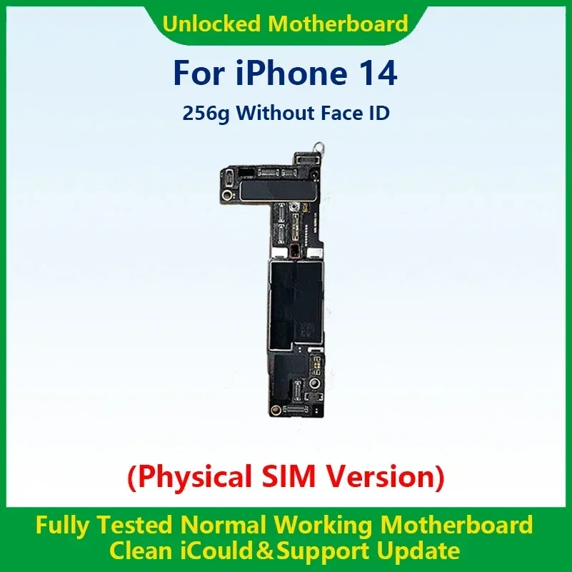 US.EU Fully Tested Authentic Mainboard For iPhone 14 Pro Max Unlocked Motherboard With Face ID Cleaned iCloud Physics SIM