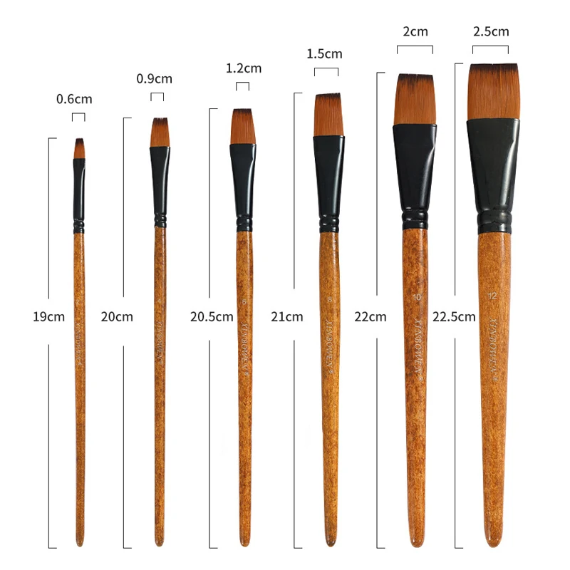 Pincel de pintura de nailon profesional, grano de madera, pinceles de pintura de acuarela de aceite acrílico Gouache, suministros de pintura