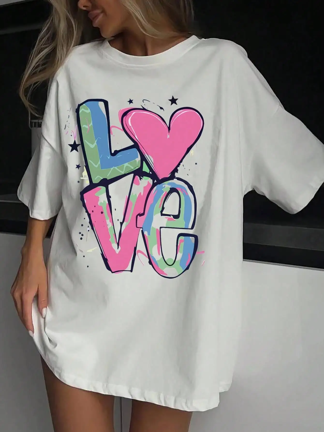 Love Couple Clothing T-Shirts Graphic Tshirt Women Oversized Street T-Shirt Casual O-Neck Tee Clothes Cool Cotton Short Sleeve