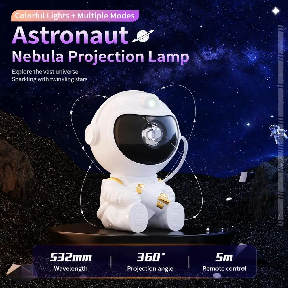 Astronaut Star Projector 360 Rotating Head Dual Control Galaxy Light 1H 2H Timer Nebula Night Lamp For Kids Bedroom Decor