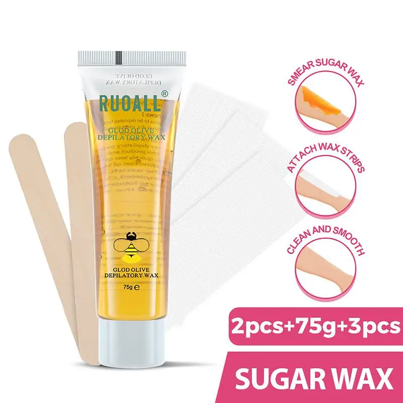 Sugaring Hair Removal Waxing Strips Body Hair Removal Wax Hair Removal For Women All Skin Types At Home Waxing Kit With 75g