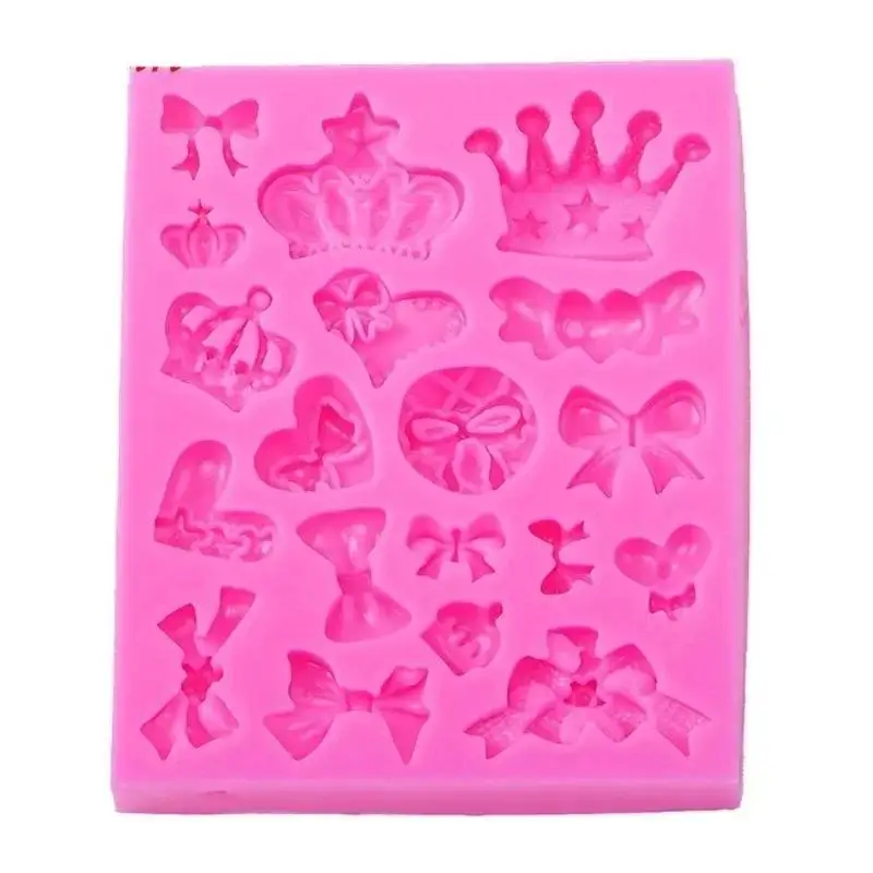 New Creative Crown Bow Silicone Mold Cake Decoration Mold Polymer Clay Chocolate Candy Pastry Making Tool DIY Craft Accessory