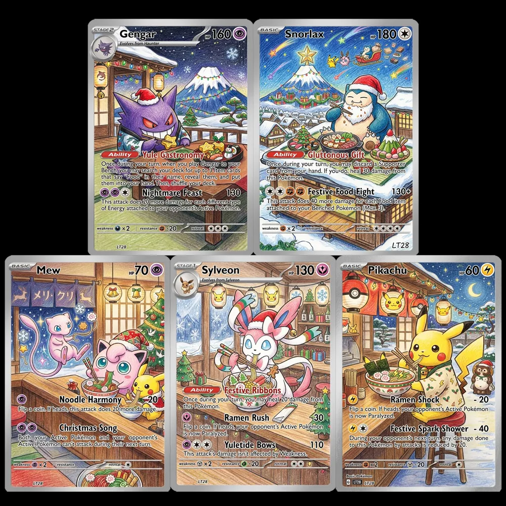 conjunto-de-cartas-colecionaveis-pokemon-gengar-snorlax-sylveon-mew-presente-de-natal-aniversario-carta-rara-pokemon-ptcg-presente-de-natal-para-criancas