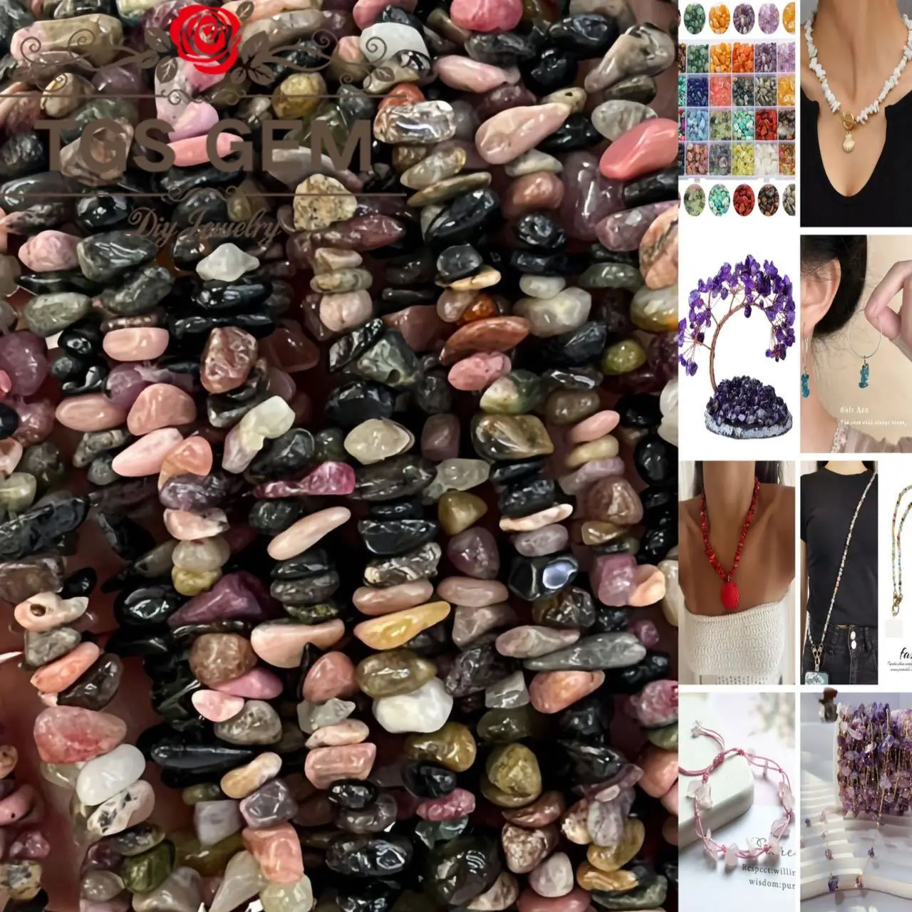 

Manufacturer Natural Stone AAA A Tourmaline Stone Irregular Beads Trendy DIY Energy Tree Bracelet Accessories15 in