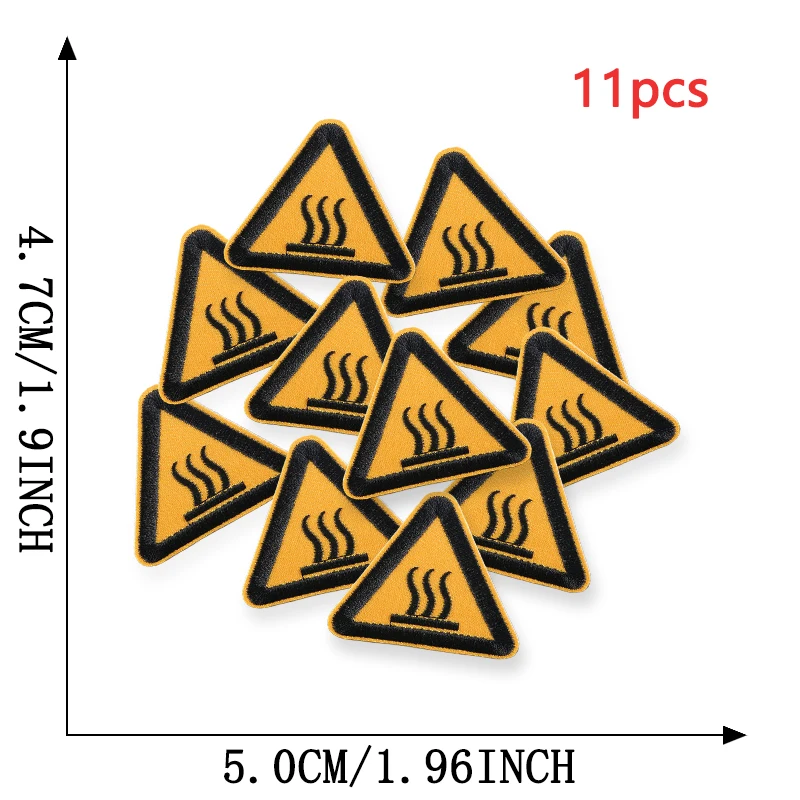 11 stücke Zeichen Verkehrs Dreieckige Outdoor Eisen Auf Patches Für Kleidung Gestickte Jacke Stoff Nähen Lot Pack Diy Coser Mochila – Detail 4