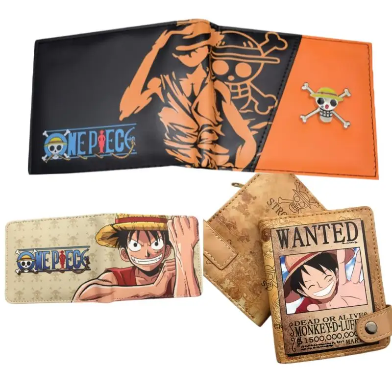 One Piece Anime PU Wallet Luffy Character Wallet Foldable Portable Multi-Function Card Holder Coin Purse Birthday Gift